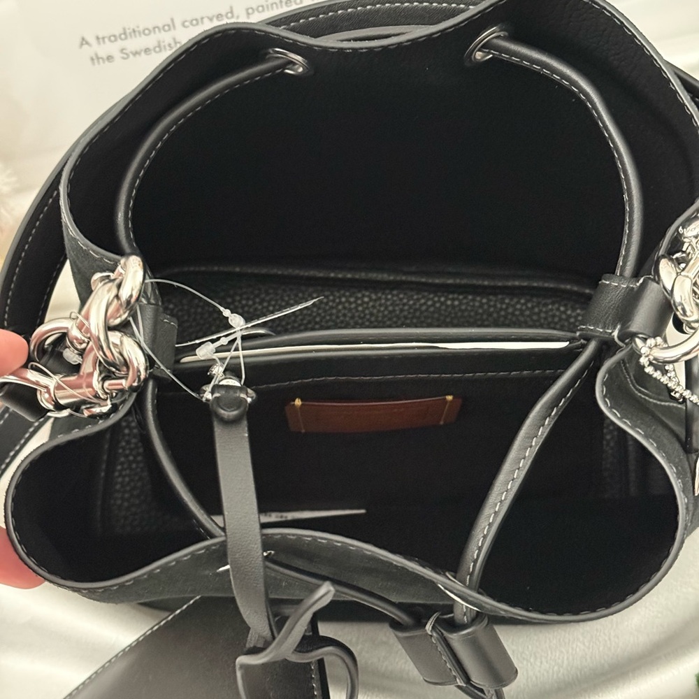 Coach Rowan Bucket Bag With Cherry Charm CCZ89 Suede/Silver/Black - Picture 6 of 9